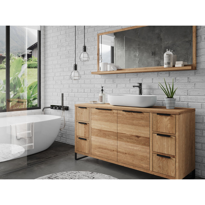 Giddings Flat Wall Mirror, Wild Oak, 60cm H  x 138cm W