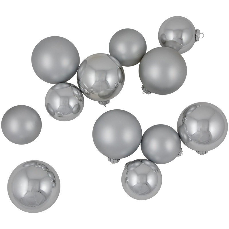Ornements en forme de boule de Noël 72 carats à 2 finitions, Argent