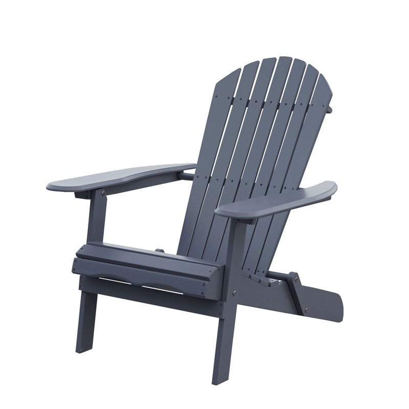 Merry Products Solid Wood Folding Adirondack Chair, Gray
