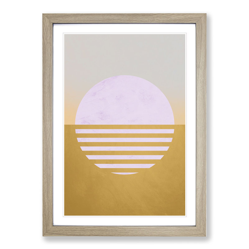 Abstract Sunset - Picture Frame Graphic Art, 90cm H x 65cm W x 2cm D, Oak