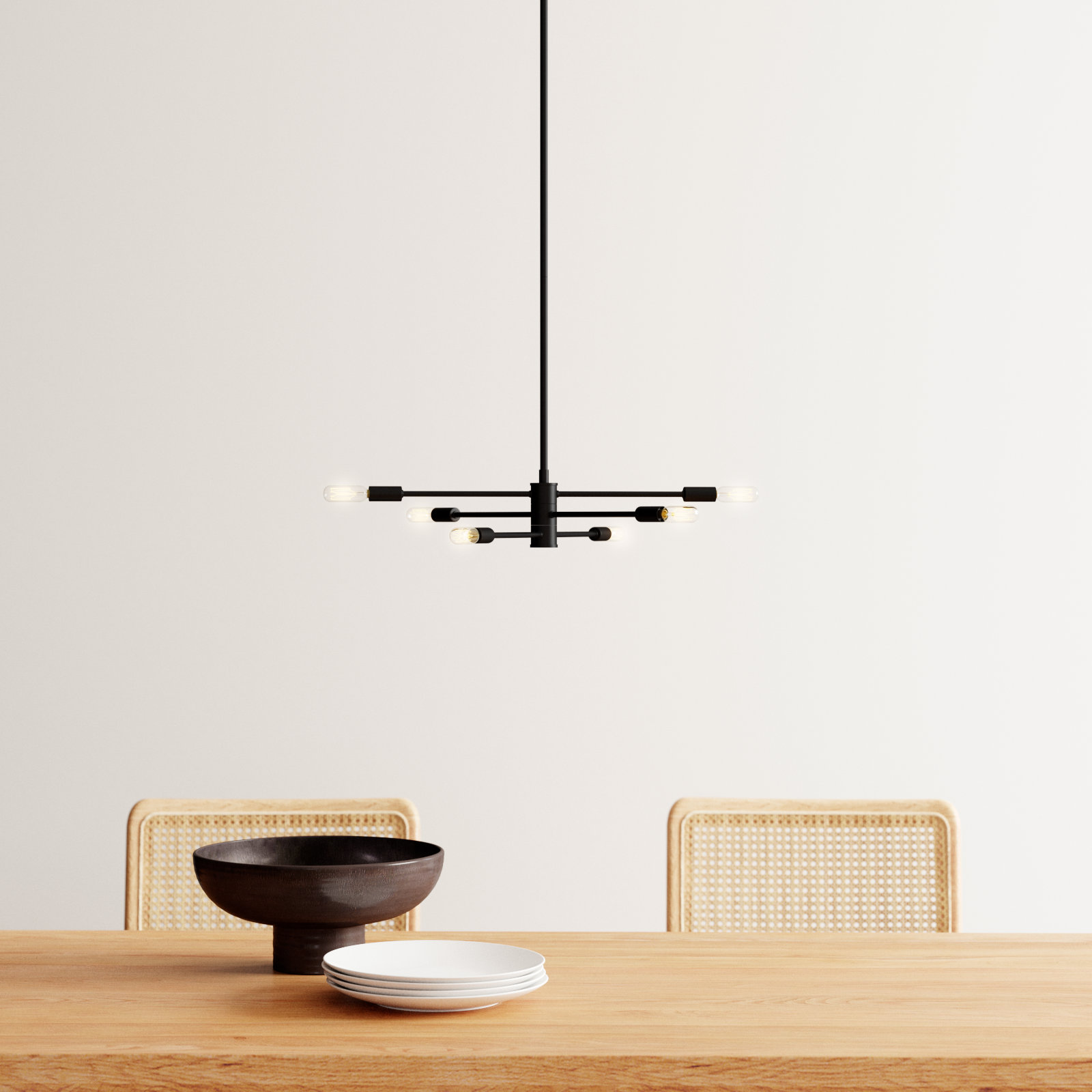 Jordy 6 - Light Dimmable Sputnik Chandelier, Matte Black