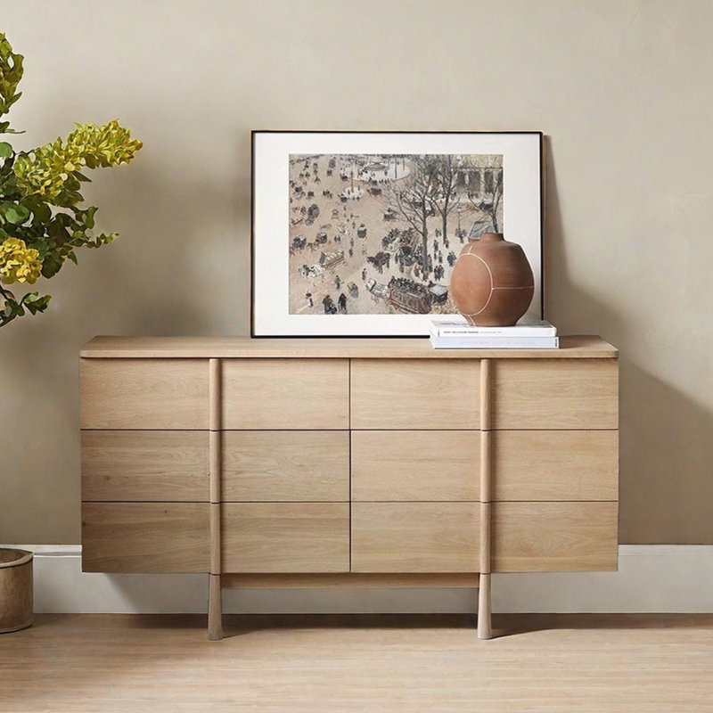 Classic Simple Style Sideboard, Beige, 31.5" H x 63" W x 17.7" D