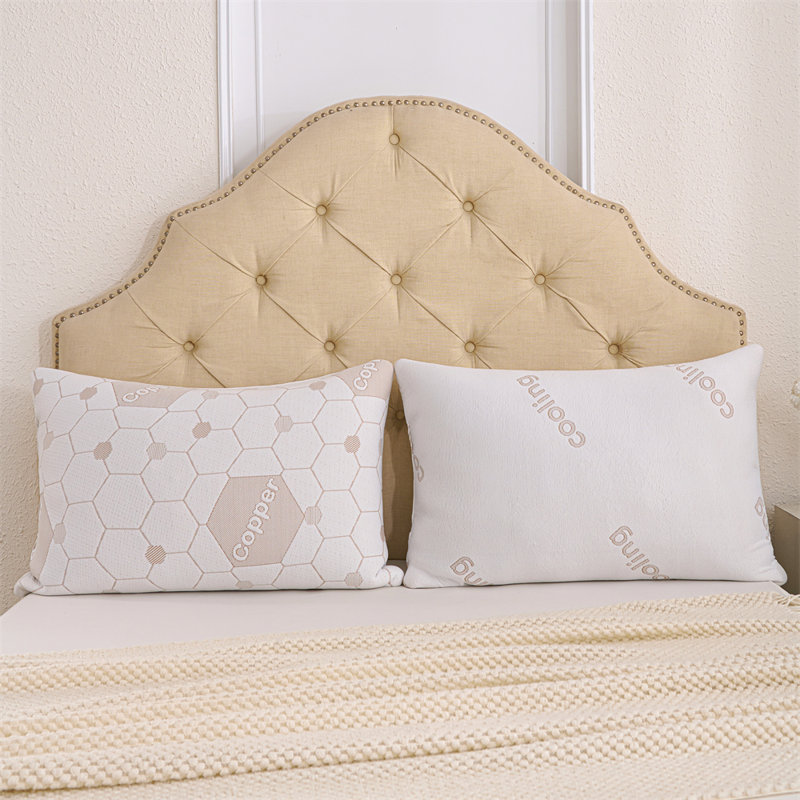 Oreillers en cuivre rafraîchissant pour dormir, oreillers en mousse à mémoire de forme déchiquetée de luxe, oreiller froid réversible pour dormeuse chaude au dos, 1 paquet
