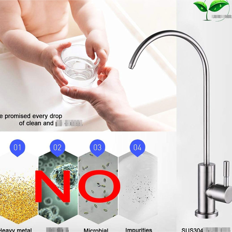 Kitchen Water Filter - Smooth Outlet, Rust-, 360 Swivel, Modern Faucet Excellent Seal, Rotatable, Inner Wall, Brushed Nickel