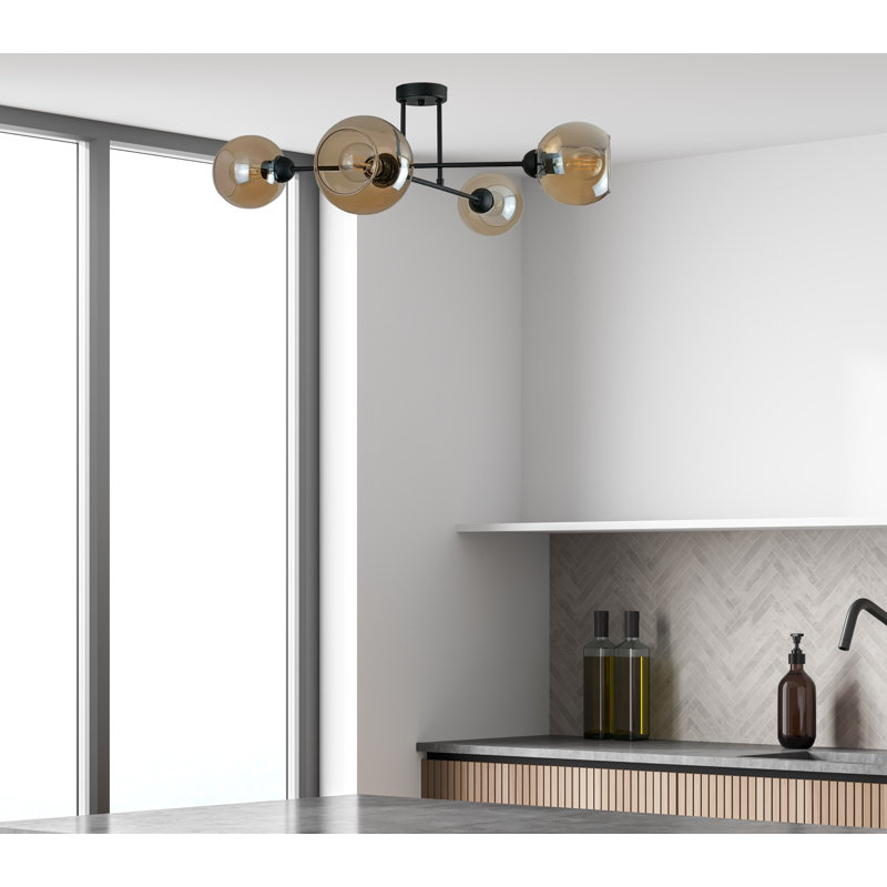 Archimedes Glass Semi Flush Mount, Honey