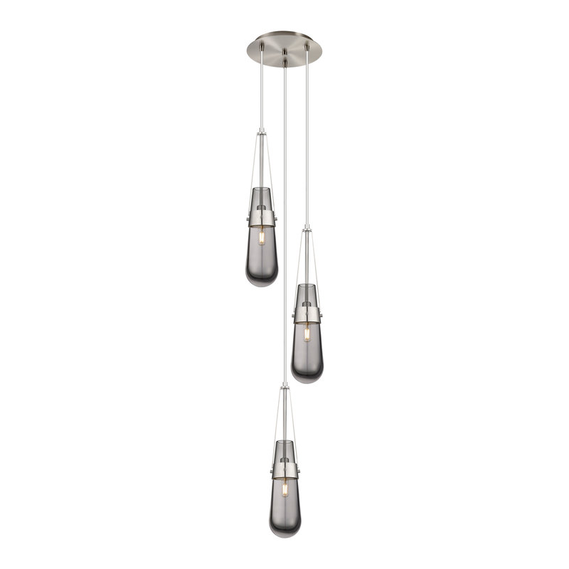 Spiro 3 - Light Cluster Pendant, Light Smoke, Brushed Satin Nickel