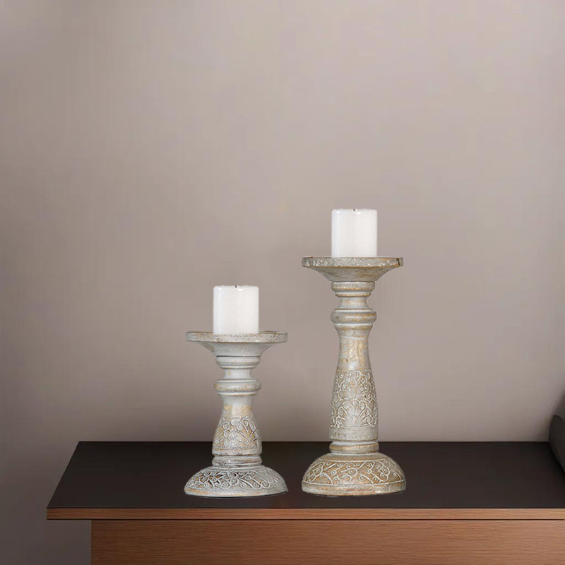 9'' H Wood Pillar, Gray Wash