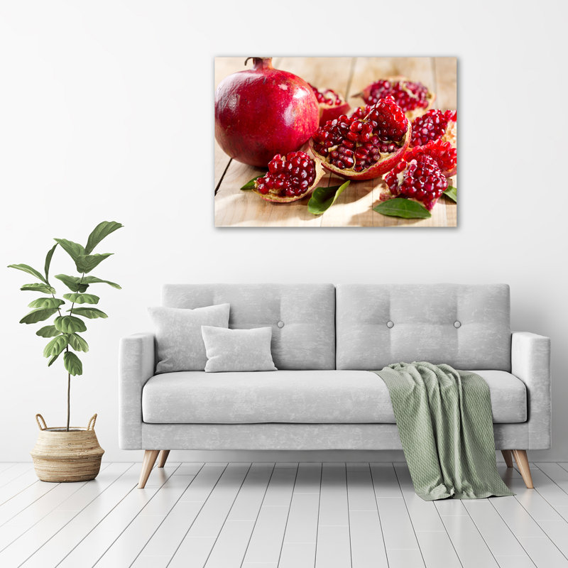 Pomegranate With Leaves - Wrapped Canvas Print