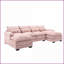 Canapé surdimensionné en chenille 4 places en U - Structure en bois massif, confortable pour le salon | Chenille | Bois | Dossier rembourré-1691329166