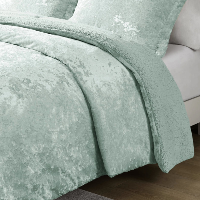 Ensemble d'édredon pour lit très grand / très grand 3 pièces réversible en velours froissé, rembourré, étiqueté, lavable à la machine, inclus et 2 taies décoratives réversibles, livré avec