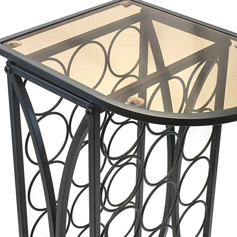  18 Bottle Floor Wine Bottle with Glass Table Rack