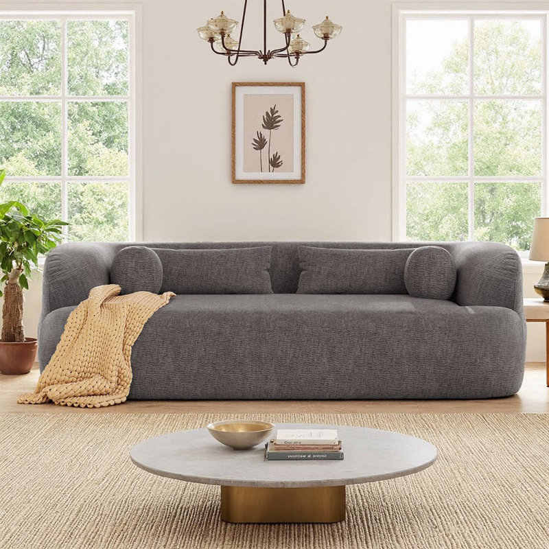 Canapé de 86 po avec nuage incurvé sans assemblage requis, Gris