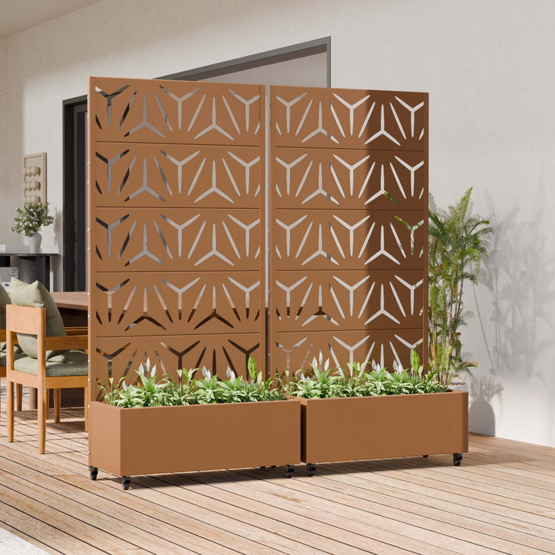 JardiniÃ¨re d'extÃ©rieur en mÃ©tal avec treillis dÃ©coratif - Potager surÃ©levÃ© avec panneau en treillis pour terrasse