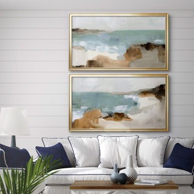 «Ocean Sigh III», ensemble de 2 peintures encadrées