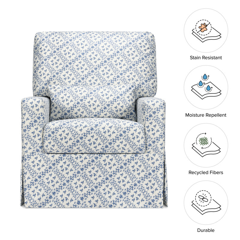 Crawford Pillowback Comfort Swivel Glider, Blue