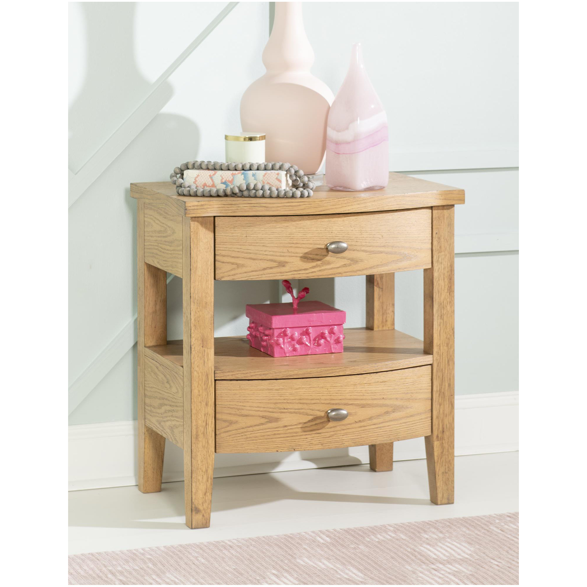 Today's Traditions Open Night Stand (2 Drawers, 1 OPEN SHELF, USB-C), Natural