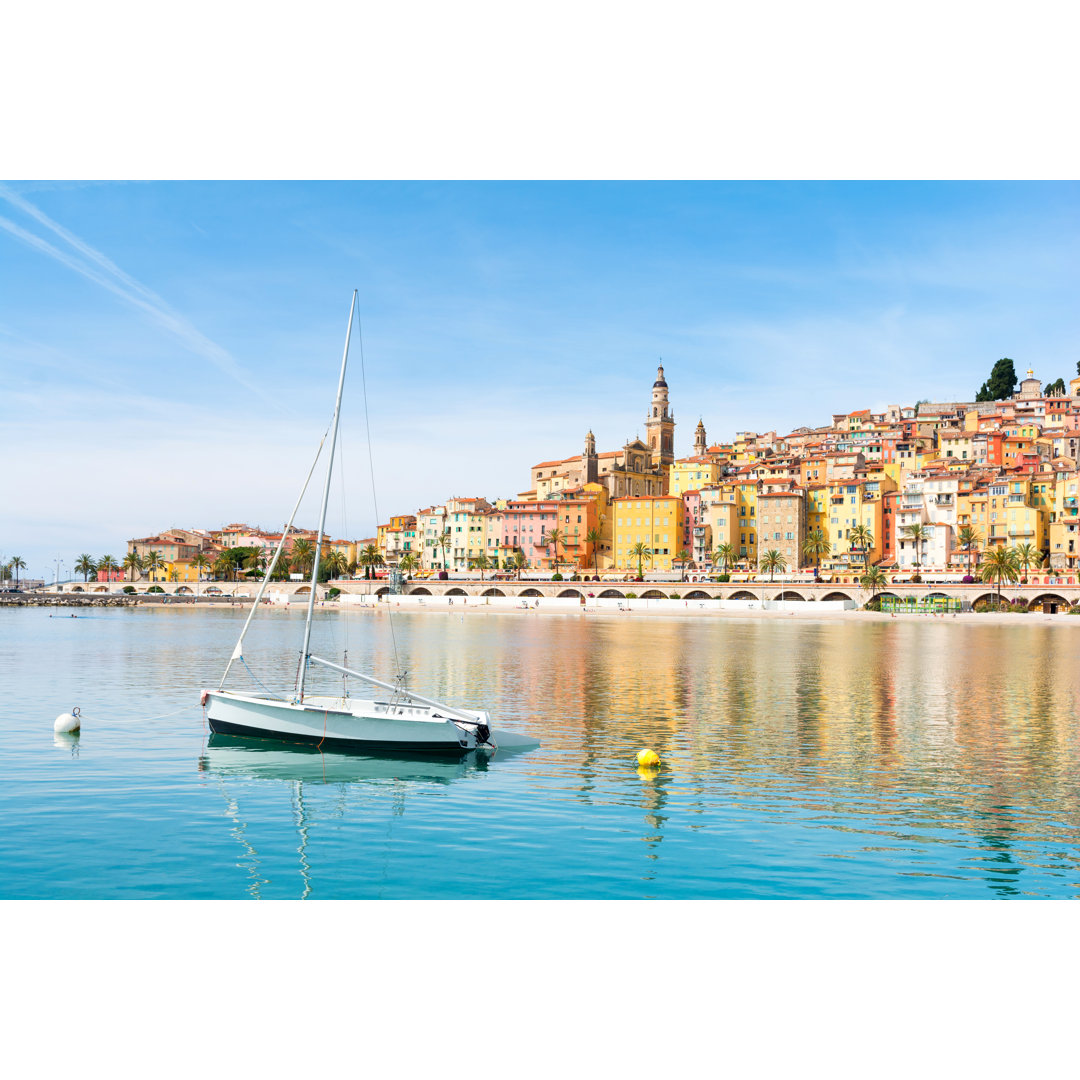 Menton Town by Milena Pigdanowicz-Fidera - Wrapped Canvas Print