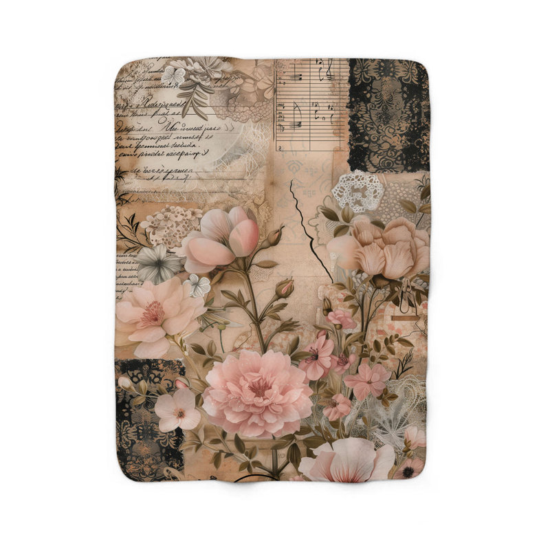 Couverture matelassée à motifs floraux, L 60 po x l 50 po
