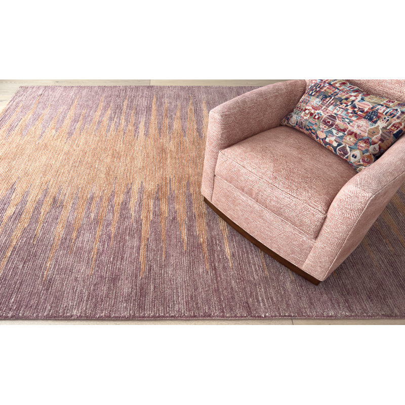 Abrash Ikat Hand-Tufted Wool Area Rug Cut/Loop Pile, 5'6" x 8'6", Spice