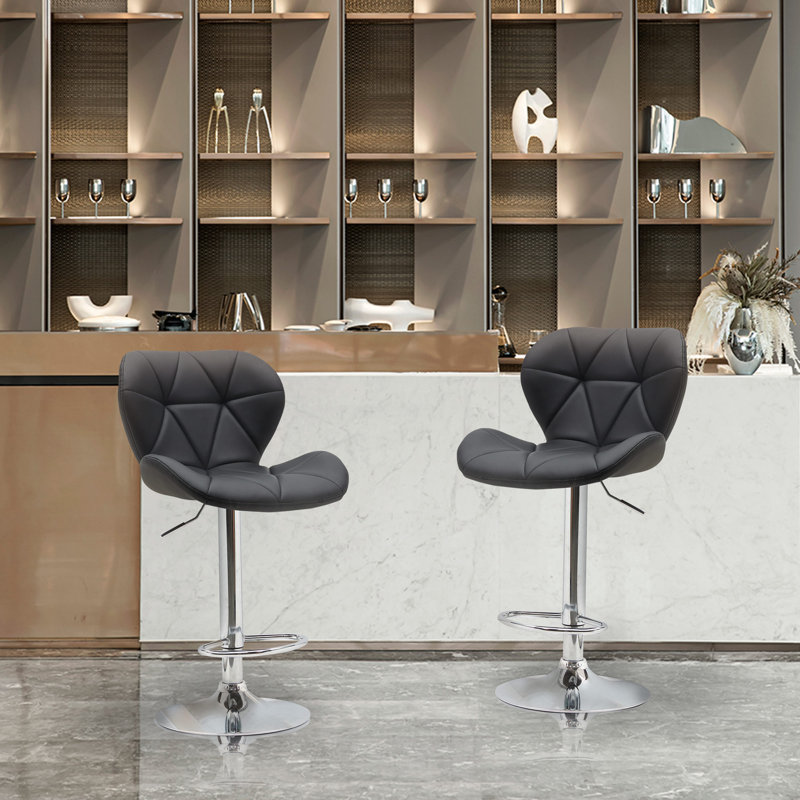 Tabouret pivotant à hauteur ajustable Imtiyaaz, Noir/acier inoxydable
