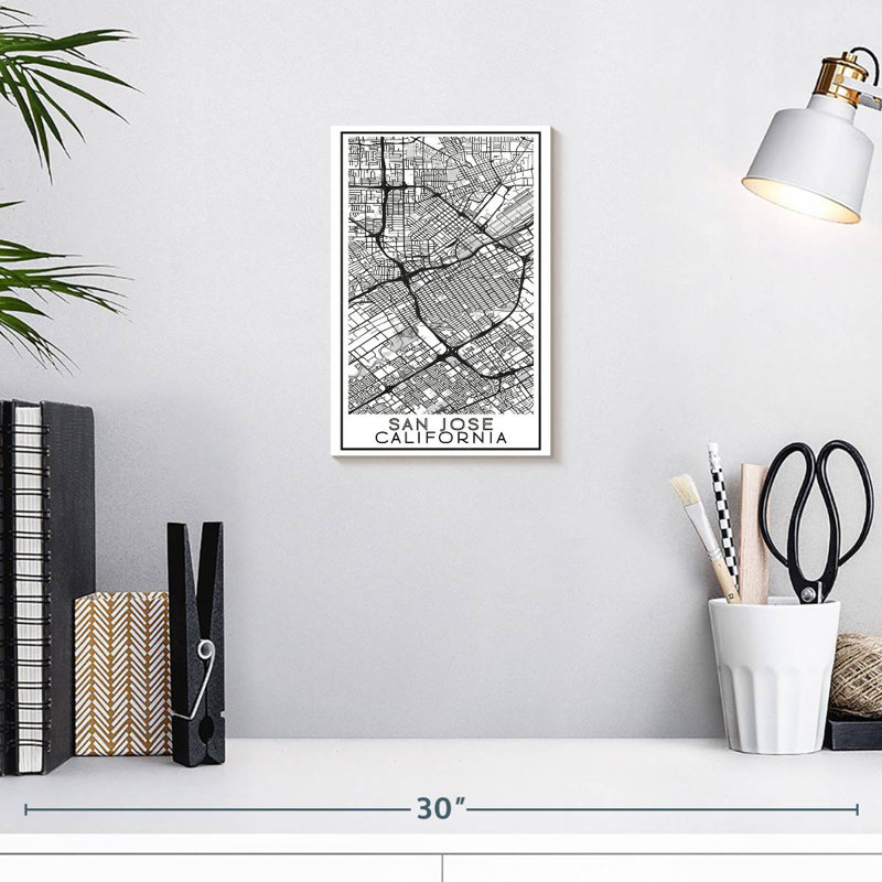 Aliaz San Jose City Map, 12" H x 8" W