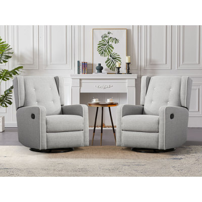 Fauteuil inclinable manuel oscillant et oscillant de 29,1 po de largeur avec dossier à oreilles (ensemble de 2)