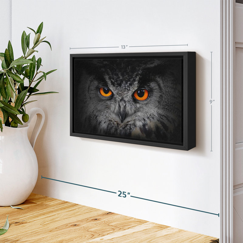 "Impression sur toile chouette gris envoûtant", H 9 po x l 13 po