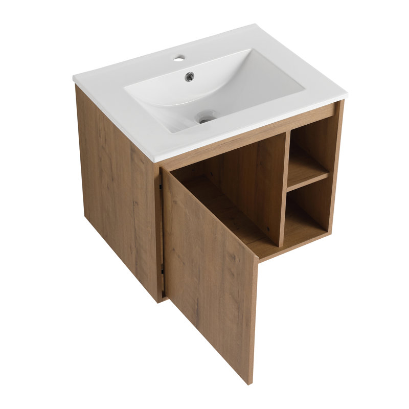 Ensemble de meuble-lavabo simple 24,02 po avec plateau en céramique Benvolio