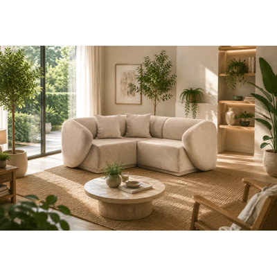 2 Seater Velvet Corner Modular Sectional Lotario For Living Room Apartment