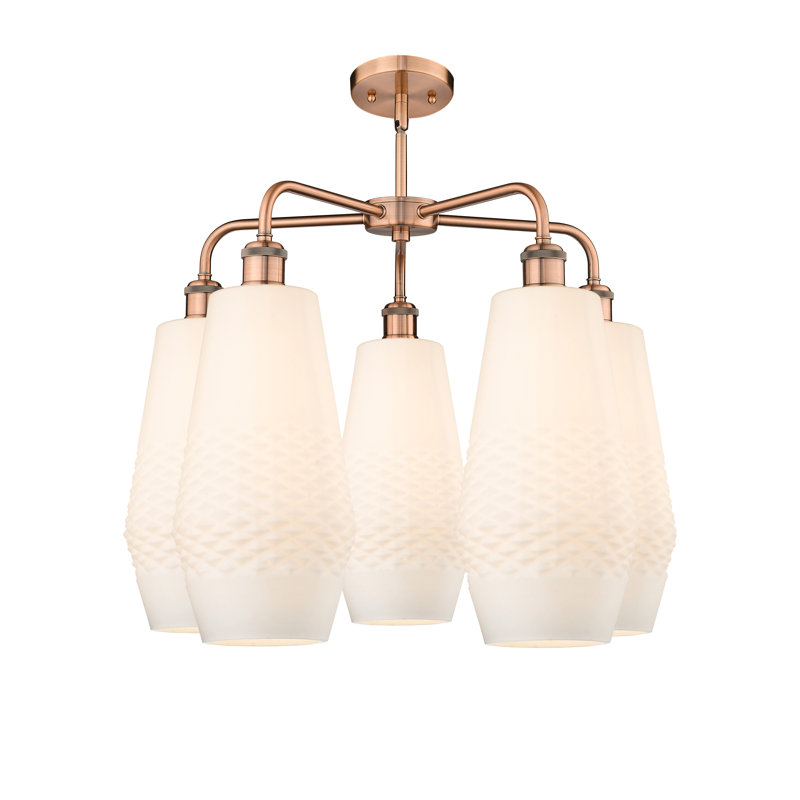 Lustre 5 lumières Monabo, Transparent, Cuivre antique