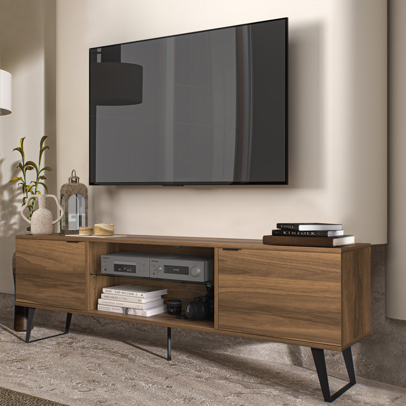 Meuble télé 71 po pour téléviseur de 80 po ou moins Kaamilya, Bois brun