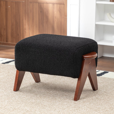 Bryonie Upholstered Ottoman With Solid Wood Leg