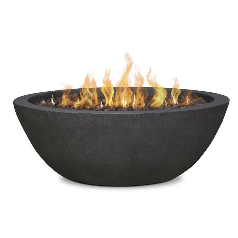 Riverside Round Gray Concrete Gas Fire Pit Table