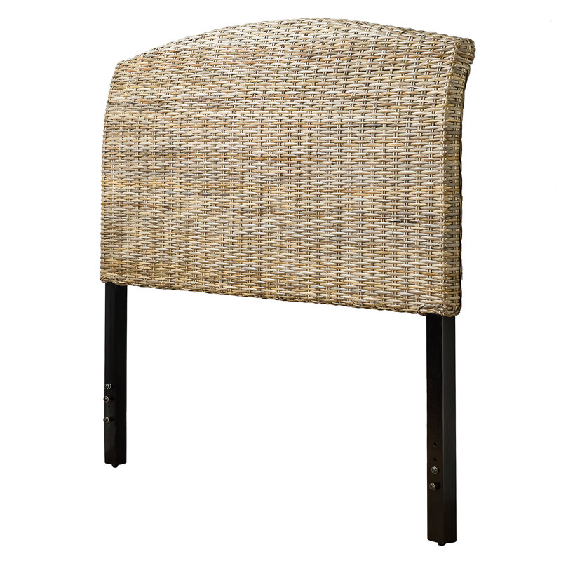 Boatwright Rattan Panel Headboard wiht Solid Wood Legs, King