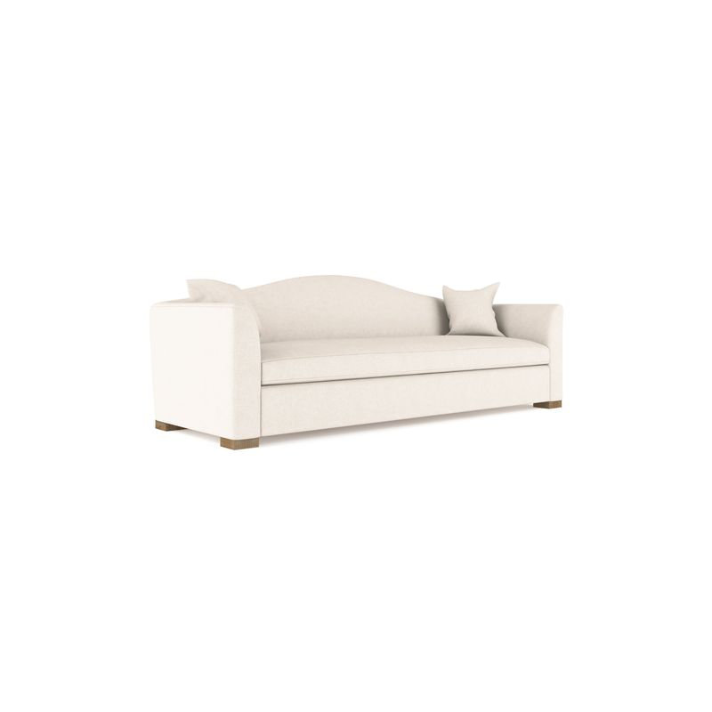 Horatio Camelback Taper Curved-Arm Sofa, Plush Velvet Chocolate, 33" H x 96" W x 36" D, Weathered