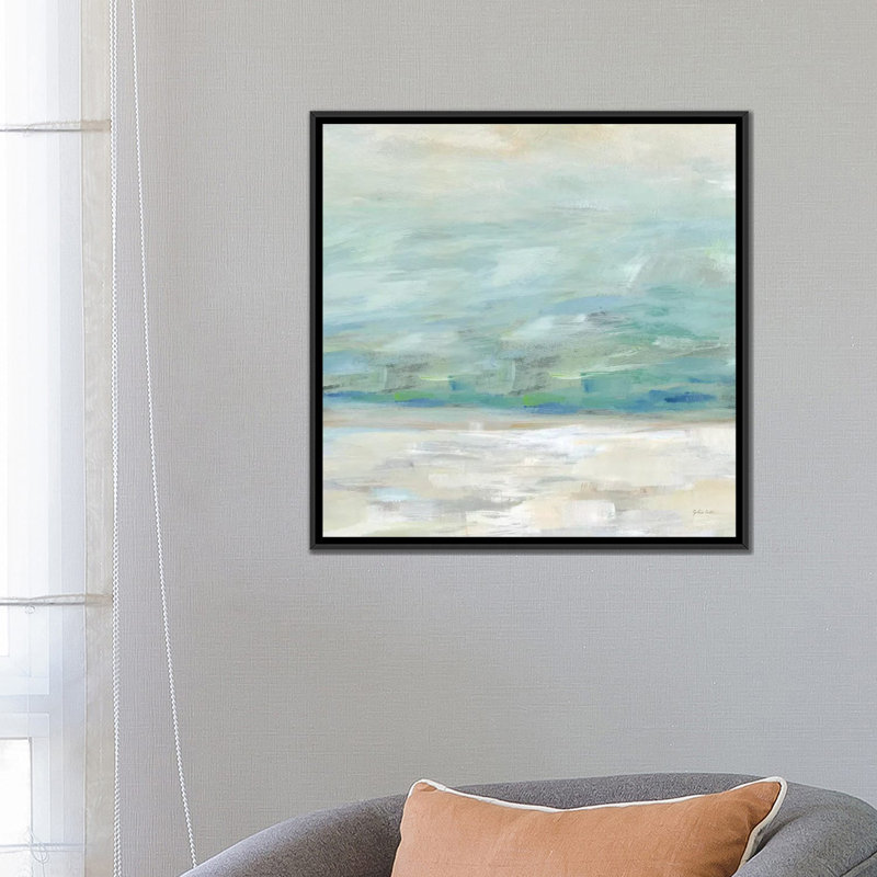 «Skyline I», reproduction sur toile, H 18 po x l 18 po x P 1,5 po, Toile avec cadre noir, Blanc