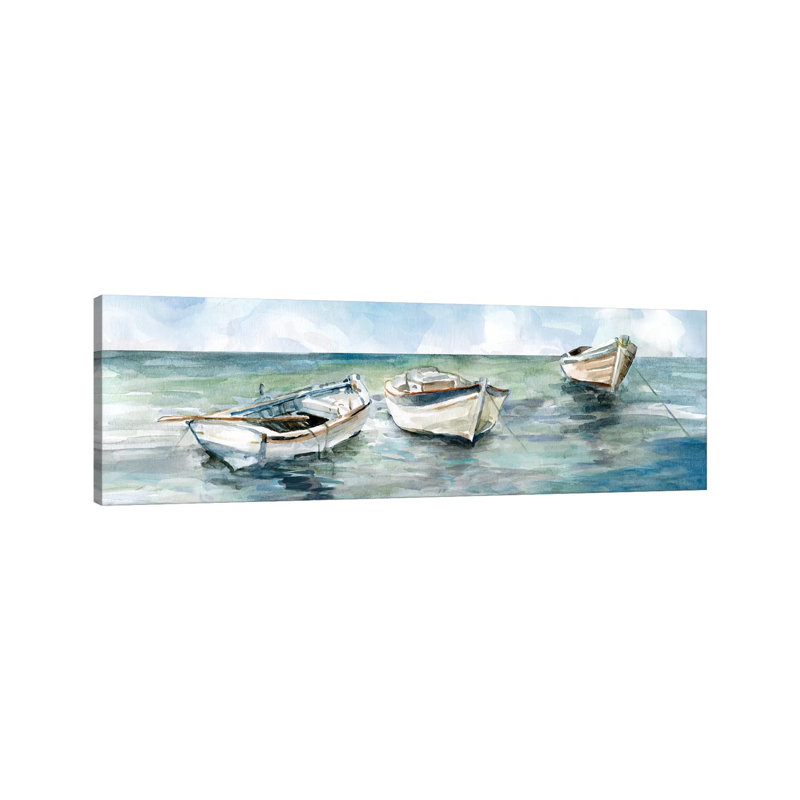 Caught At Low Tide II by Carol Robinson - Panoramic Painting on Canvas, 30.48 cm H x 91.44 cm W x 1.91 cm D, No Frame