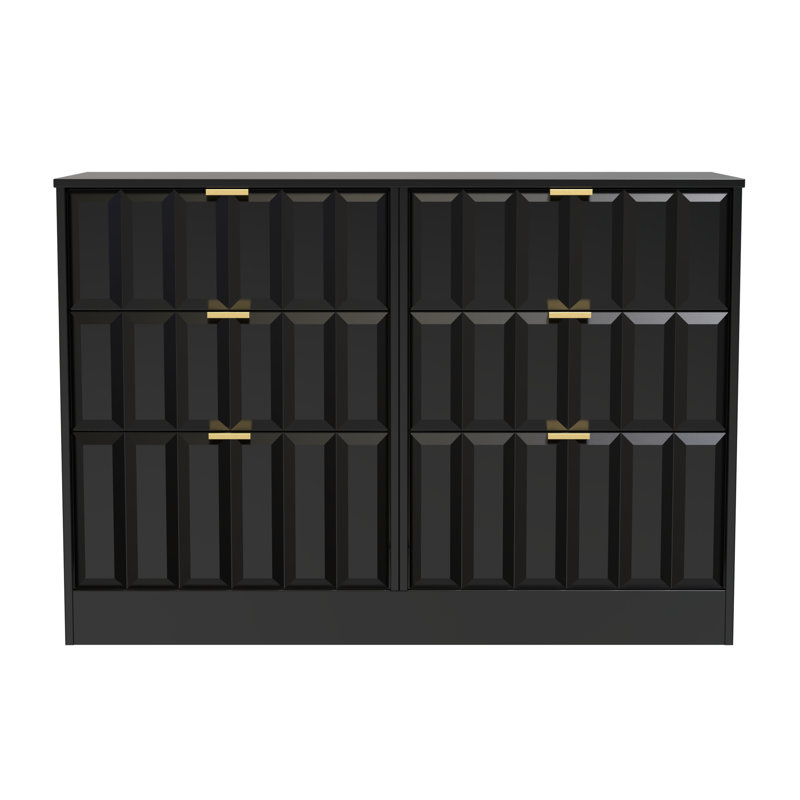 Besian 115cm W 6 - Drawer Chest of Drawers, Deep Black/Black Matt