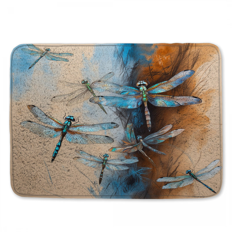 Tapis de bain Blue Libellules, 24 po L x 17 po L