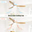 52 Inch Flush Mount Ceiling Fan DC 3 Solid Wood Fan Blade Noiseless Reversible Motor Remote Control With Light-836801819