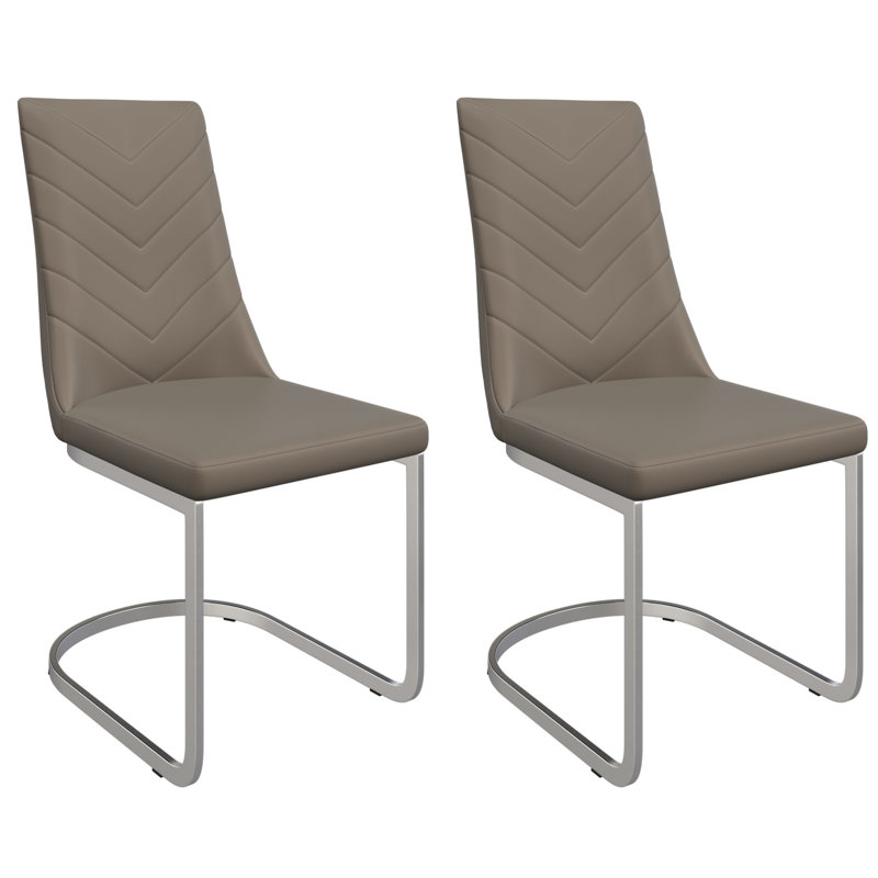 48cm H Foam Padding Upholstered Full Back Side Chair in Taupe