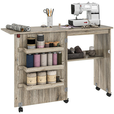 Talesha 59cm x 40cm Foldable Sewing Table with Sewing Machine Platform