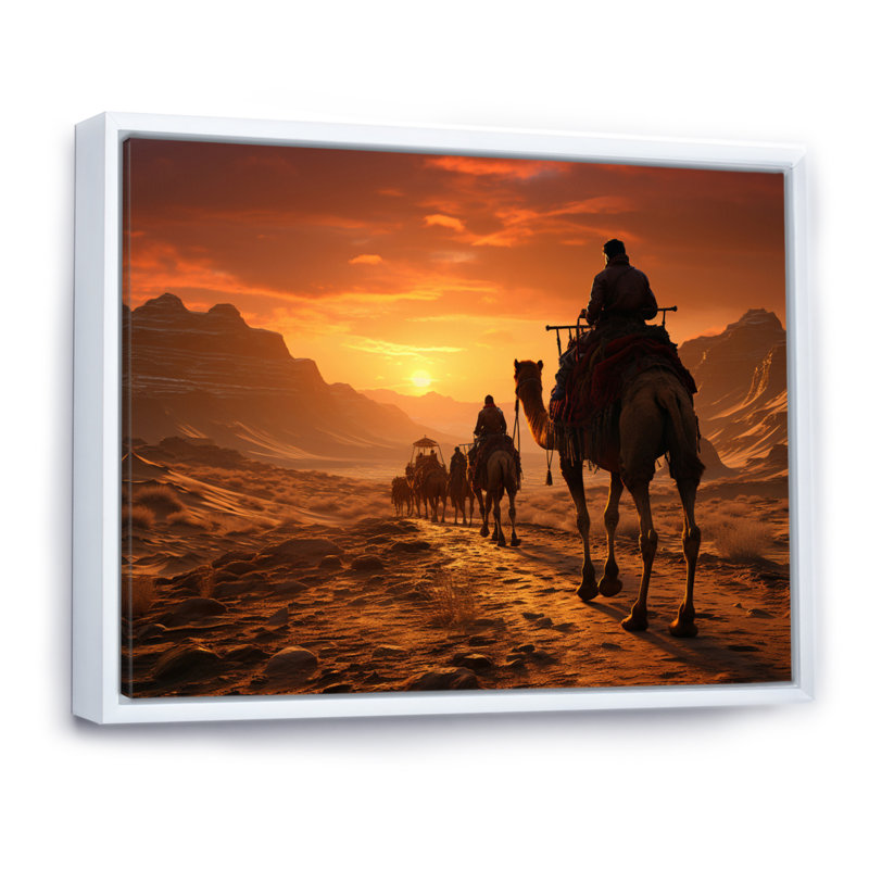 Asian Art Silk Road, reproduction d'art sur toile encadrée, H 16 po x l 32 po x P 1 po, Cadre flottant blanc