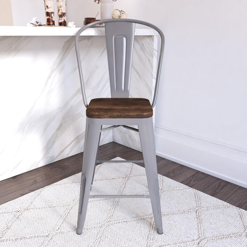 North Andover Bar Stool, Silver, Counter Stool (23.5” Seat Height)