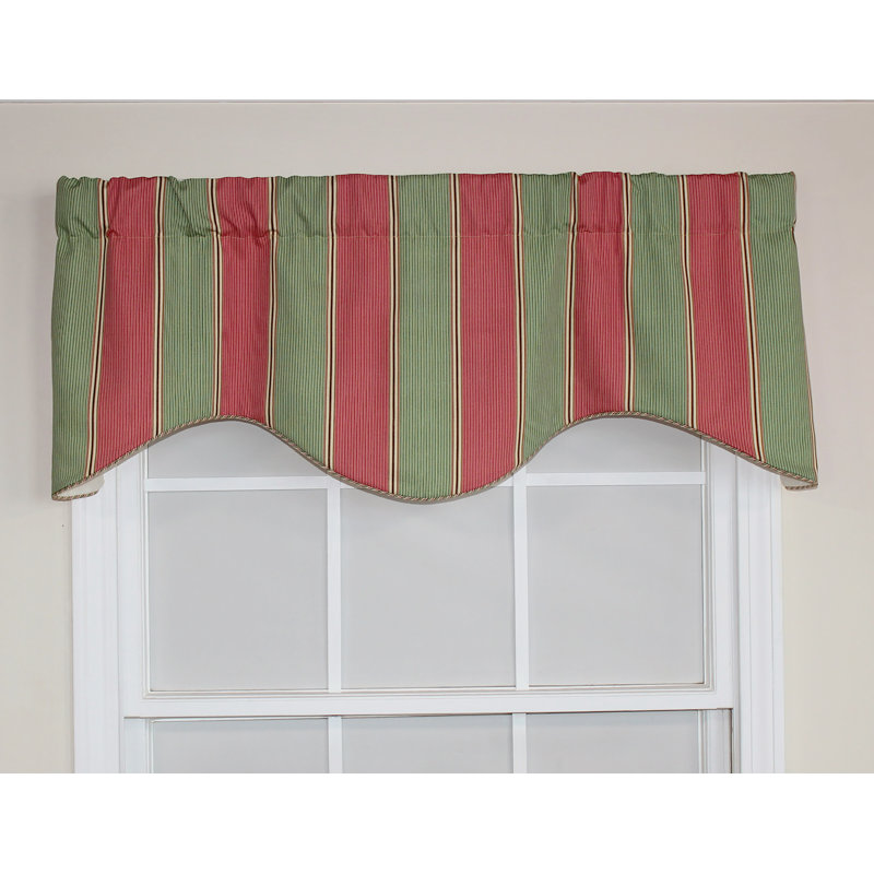 Lumaire Cotton Blend Striped Scalloped Window Valance