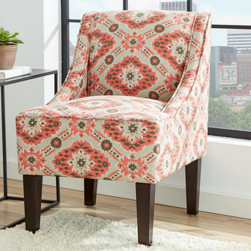 fauteuil de chambre à treillis Deasia, Charbon / ikat gris