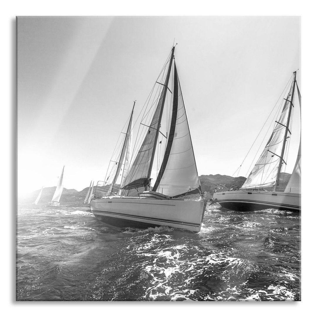 Glasbild Luxusyachten bei der Segelregatta