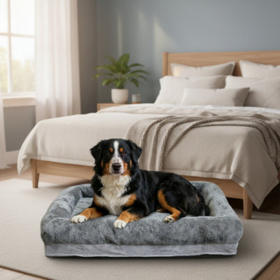 Très grand canapé-lit pour animal de compagnie en mousse viscoélastique, canapé imperméable pour chien avec housse amovible lavable et dessous antidérapant