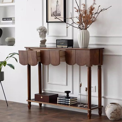 Console en bois massif noyer clair clair