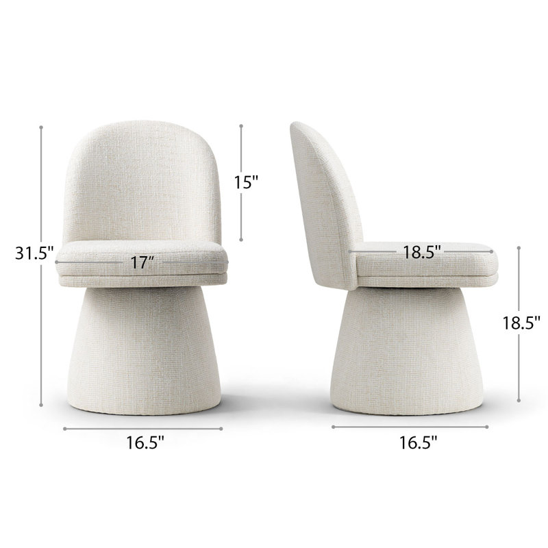Upholstered Fabric Swivel Office Chair, Beige